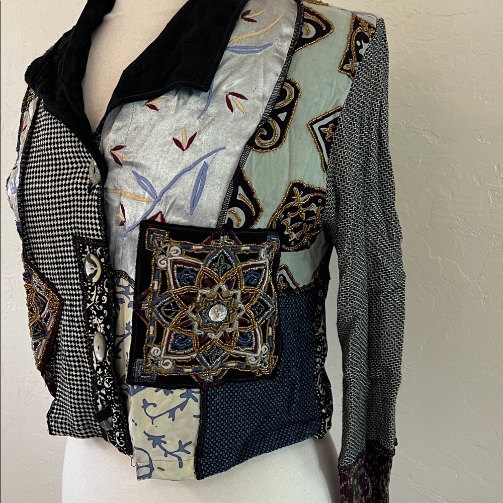 Faith vintage patchwork button down long sleeve top - Picture 3 of 7